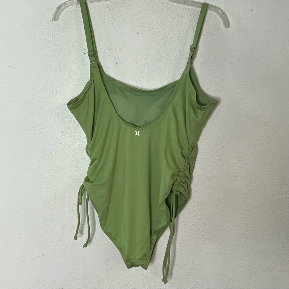 Hurley Optimism logo green ruched one piece swimsuit - Picture 6 of 9